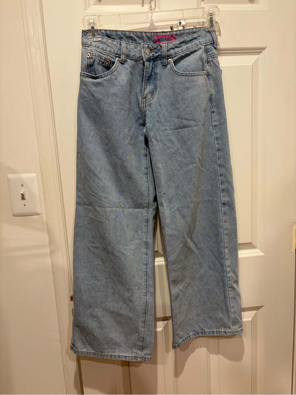 Edikted Light Blue Denim Wide Leg Jeans, size XS, 27-inch inseam